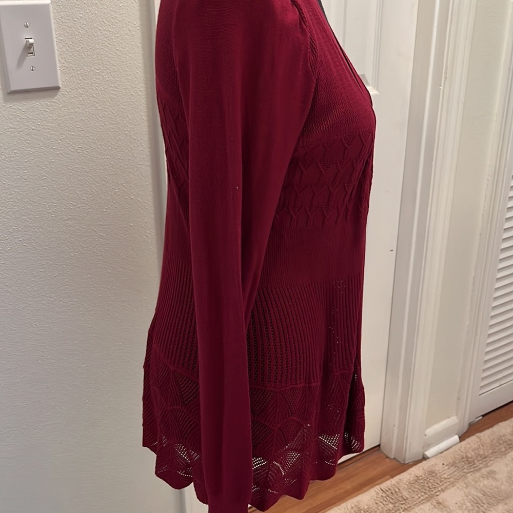 Dreamers Cranberry Open Front Cardigan - image 4